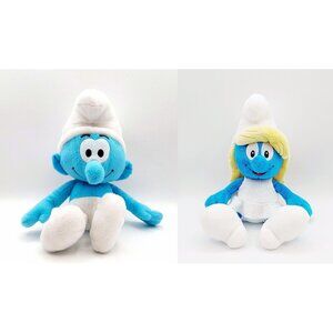 2 Smurfs Plush Smurfette & Happy Smurf Plush Stuffed Toys